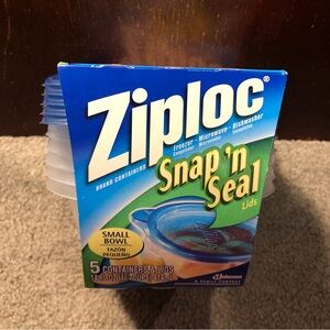 Ziploc Snap 'n Seal Bowls Containers Size SMALL & Lids 5-Pack (14oz Each)